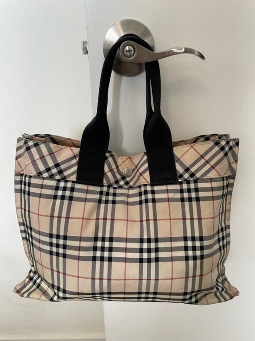 BURBERRY Nova Check Blue Label Nylon Hand Bag